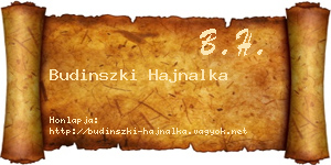 Budinszki Hajnalka névjegykártya